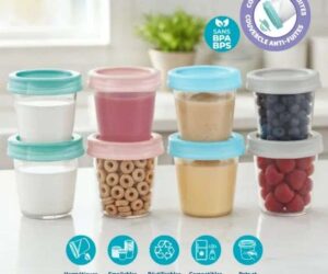 MAMMIA Pack de 8 Pots de Conservation pour Lait Maternel et Repas de Bébé