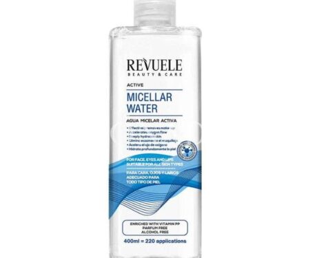 REVUELE ACTIVE EAU MICELLAIRE POUR VISAGE YEUX ET LEVRES TOUS TYPES DE PEAU 400 ML